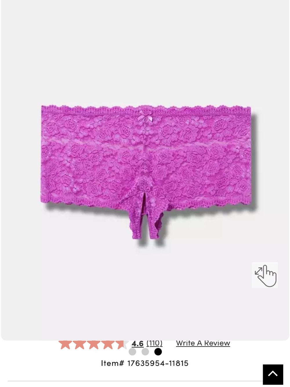torrid lace cheeky panty open gusset vivid violet